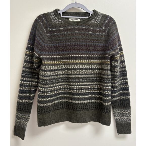 Goodthreads Fair Isle Wool Sweater Size M Green Multicolor 100% Lambswool READ - Picture 1 of 5